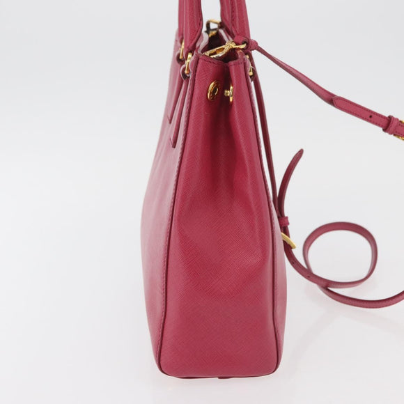 PRADA Hand Bag Safiano leather 2way Pink Gold Auth 176321A