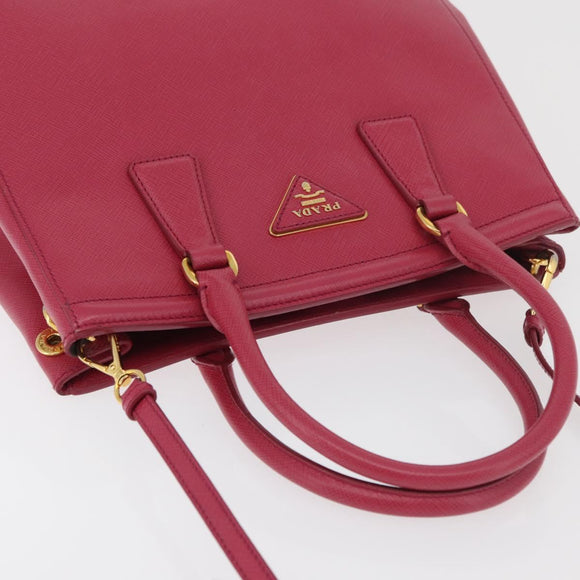 PRADA Hand Bag Safiano leather 2way Pink Gold Auth 176321A