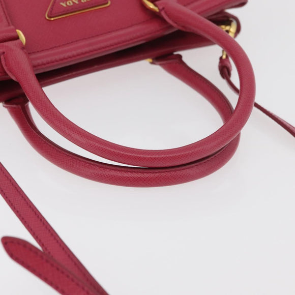 PRADA Hand Bag Safiano leather 2way Pink Gold Auth 176321A
