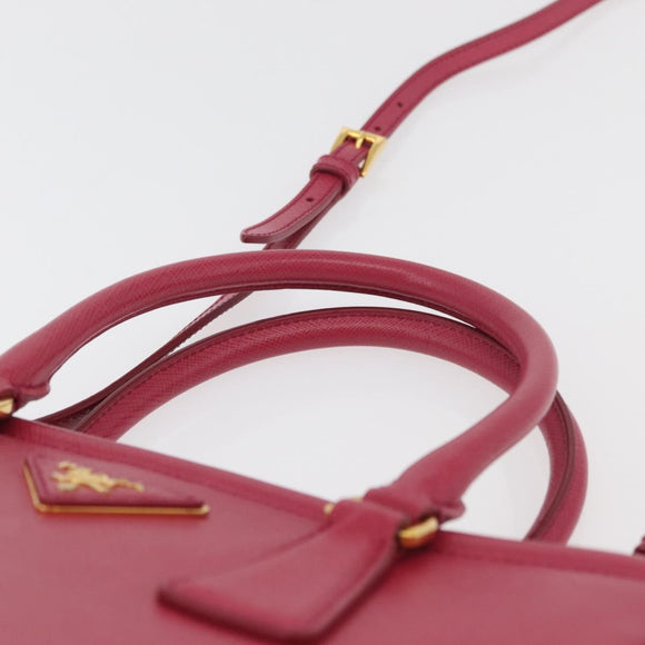 PRADA Hand Bag Safiano leather 2way Pink Gold Auth 176321A