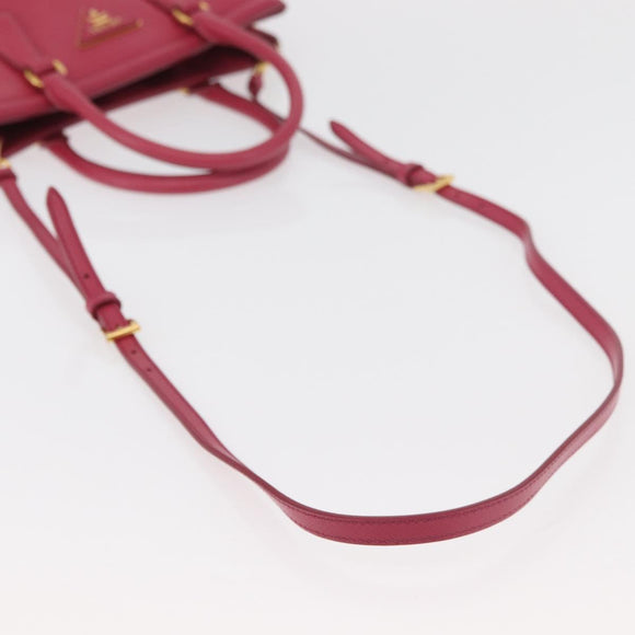 PRADA Hand Bag Safiano leather 2way Pink Gold Auth 176321A