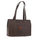 CELINE Macadam Canvas Tote Bag PVC Leather Brown Gold Auth 176329-1
