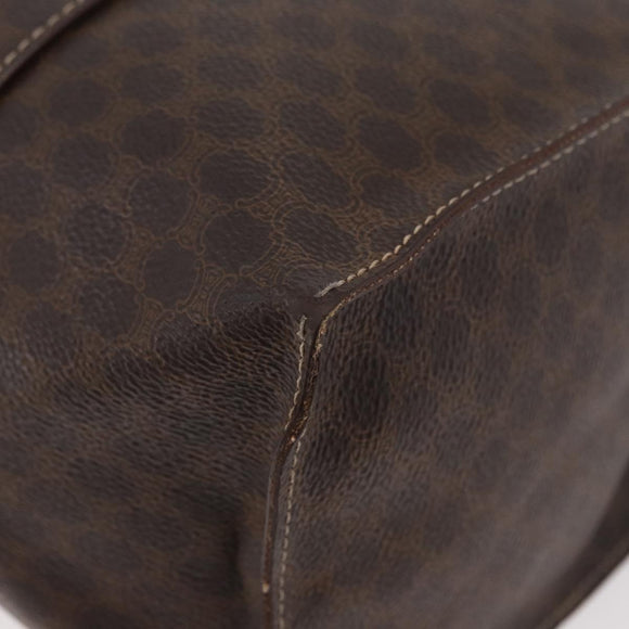 CELINE Macadam Canvas Tote Bag PVC Leather Brown Gold Auth 176329