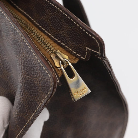CELINE Macadam Canvas Tote Bag PVC Leather Brown Gold Auth 176329