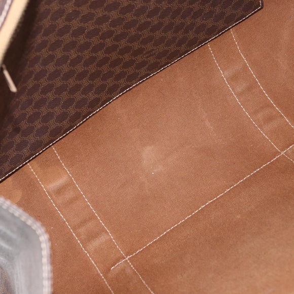 CELINE Macadam Canvas Tote Bag PVC Leather Brown Gold Auth 176329