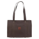 CELINE Macadam Canvas Tote Bag PVC Leather Brown Gold Auth 176329-2