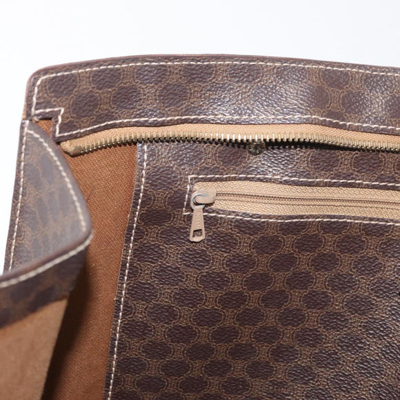 CELINE Macadam Canvas Tote Bag PVC Leather Brown Gold Auth 176329