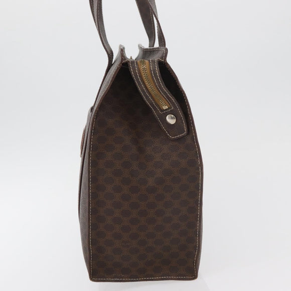 CELINE Macadam Canvas Tote Bag PVC Leather Brown Gold Auth 176329