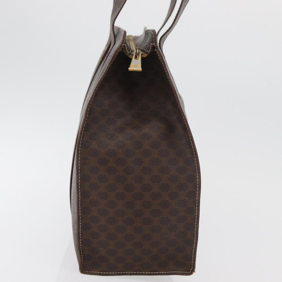 CELINE Macadam Canvas Tote Bag PVC Leather Brown Gold Auth 176329