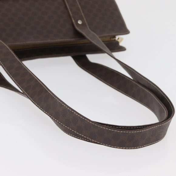 CELINE Macadam Canvas Tote Bag PVC Leather Brown Gold Auth 176329