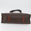 CELINE Macadam Canvas Tote Bag PVC Leather Brown Gold Auth 176329-9
