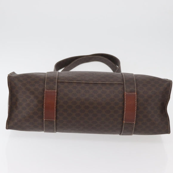 CELINE Macadam Canvas Tote Bag PVC Leather Brown Gold Auth 176329