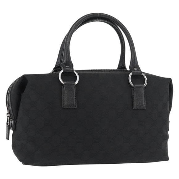 GUCCI GG Canvas Hand Bag Black Silver 113009 Auth 176335