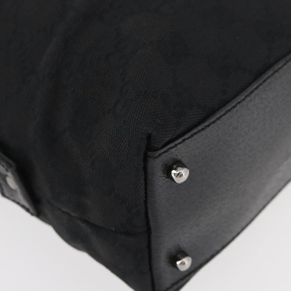 GUCCI GG Canvas Hand Bag Black Silver 113009 Auth 176335