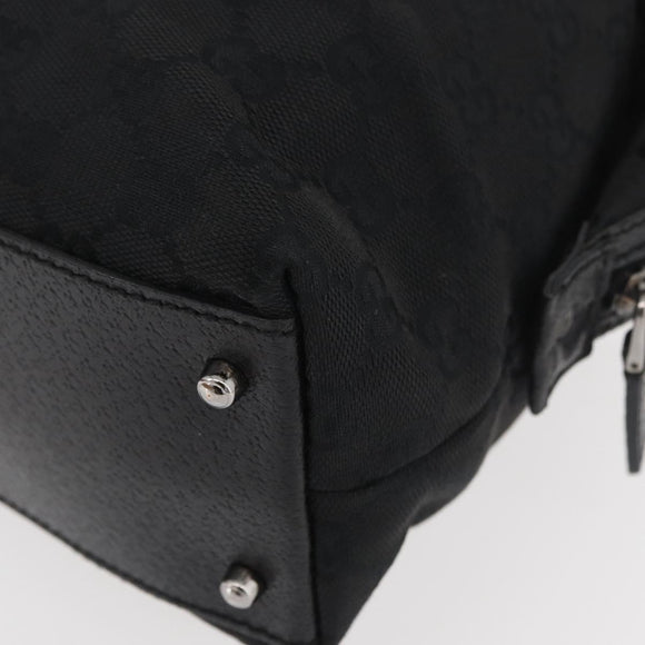 GUCCI GG Canvas Hand Bag Black Silver 113009 Auth 176335