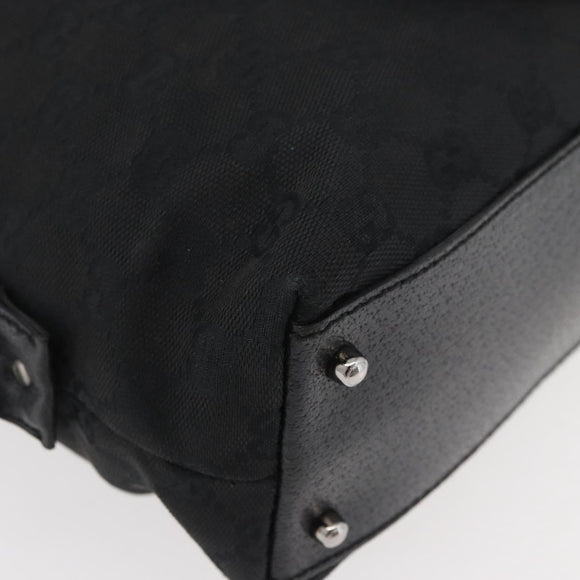 GUCCI GG Canvas Hand Bag Black Silver 113009 Auth 176335