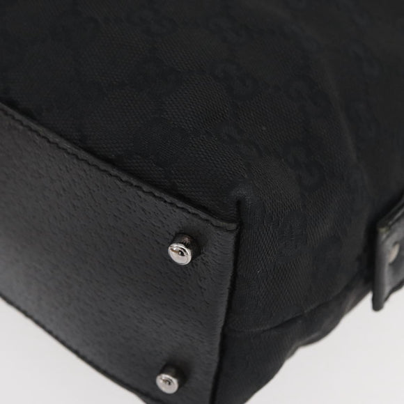GUCCI GG Canvas Hand Bag Black Silver 113009 Auth 176335