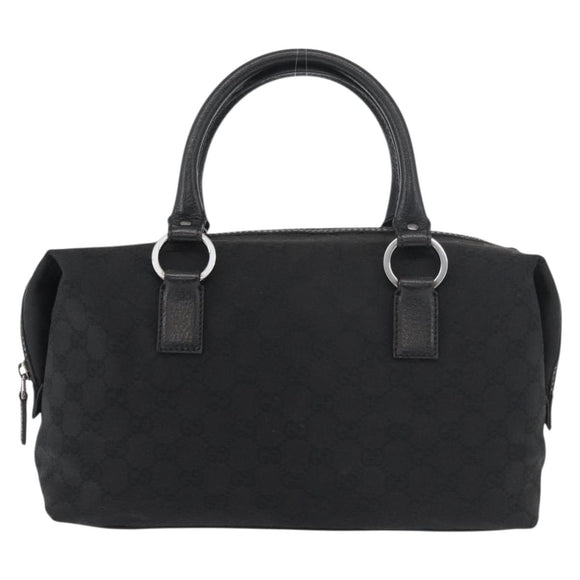 GUCCI GG Canvas Hand Bag Black Silver 113009 Auth 176335
