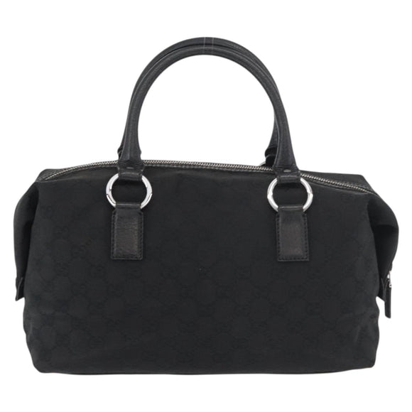 GUCCI GG Canvas Hand Bag Black Silver 113009 Auth 176335