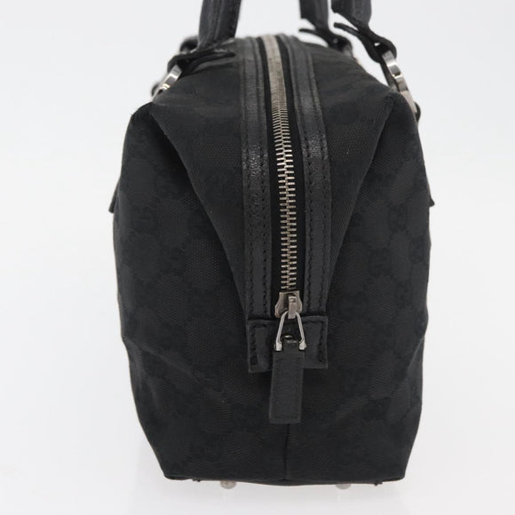 GUCCI GG Canvas Hand Bag Black Silver 113009 Auth 176335