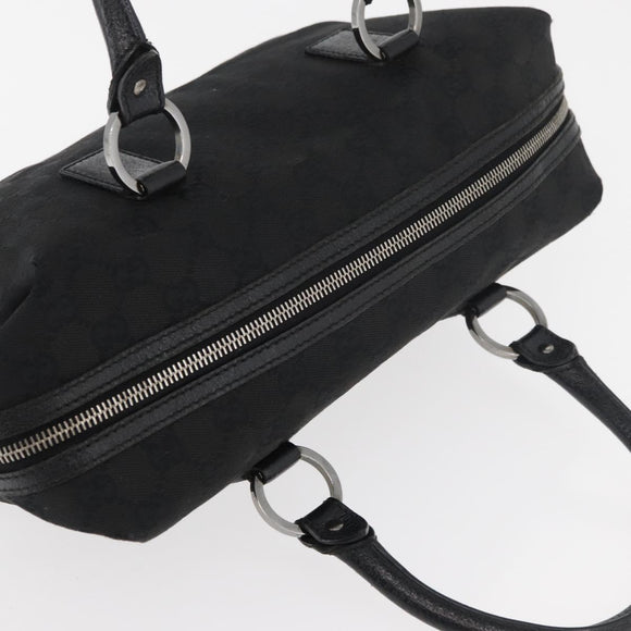 GUCCI GG Canvas Hand Bag Black Silver 113009 Auth 176335