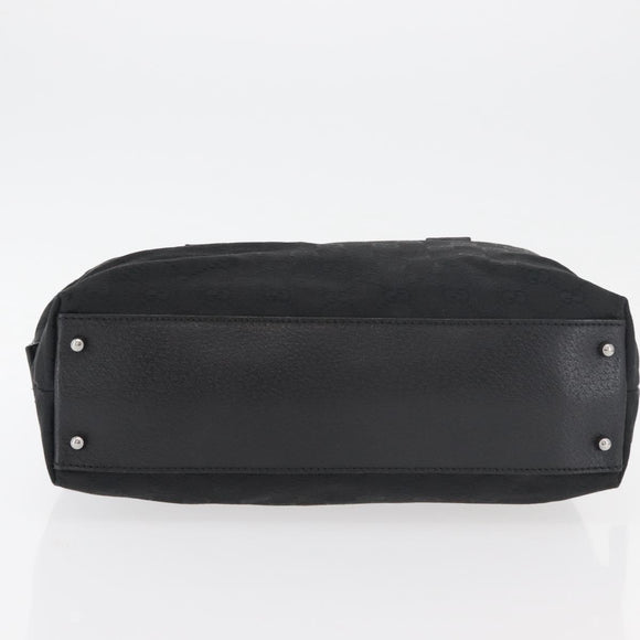 GUCCI GG Canvas Hand Bag Black Silver 113009 Auth 176335