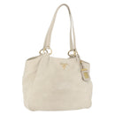 PRADA Tote Bag Leather Ivory Gold Auth 176345-1