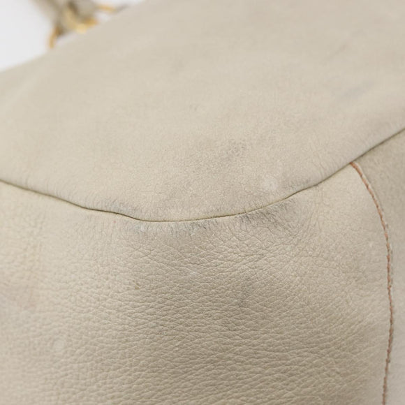 PRADA Tote Bag Leather Ivory Gold Auth 176345