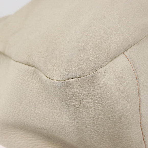 PRADA Tote Bag Leather Ivory Gold Auth 176345