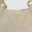 PRADA Tote Bag Leather Ivory Gold Auth 176345-18