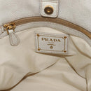 PRADA Tote Bag Leather Ivory Gold Auth 176345-19