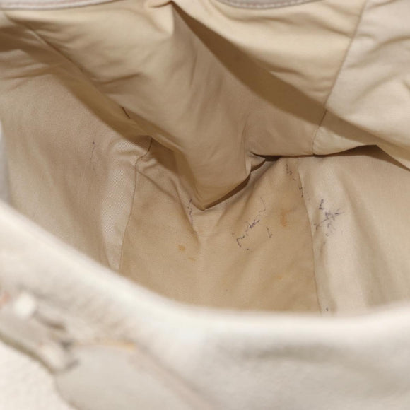 PRADA Tote Bag Leather Ivory Gold Auth 176345