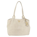 PRADA Tote Bag Leather Ivory Gold Auth 176345-13