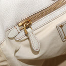PRADA Tote Bag Leather Ivory Gold Auth 176345-22