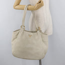 PRADA Tote Bag Leather Ivory Gold Auth 176345-24