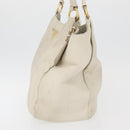PRADA Tote Bag Leather Ivory Gold Auth 176345-3