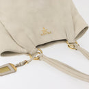 PRADA Tote Bag Leather Ivory Gold Auth 176345-6