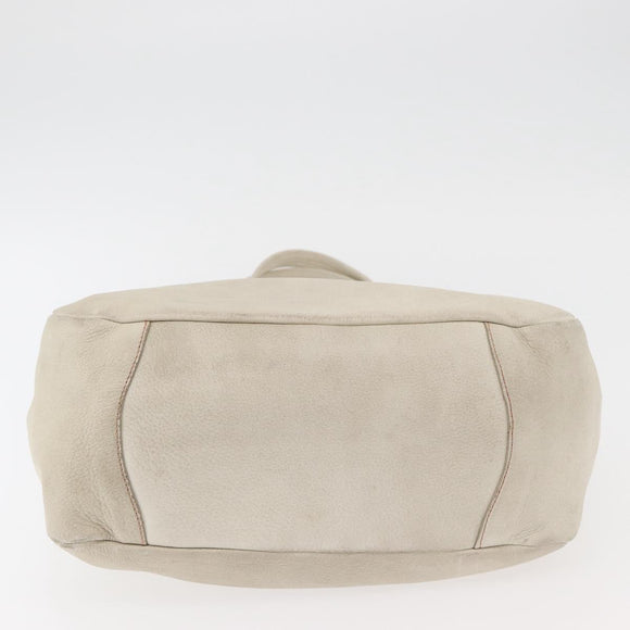PRADA Tote Bag Leather Ivory Gold Auth 176345