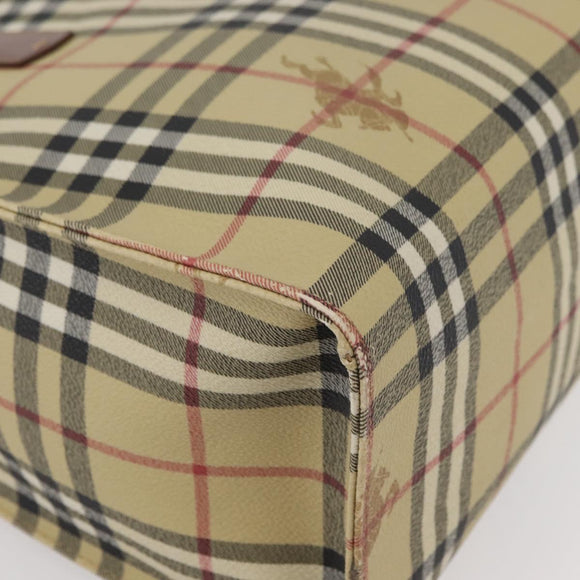 BURBERRY Nova Check Tote Bag PVC Beige Gold Auth 176349A
