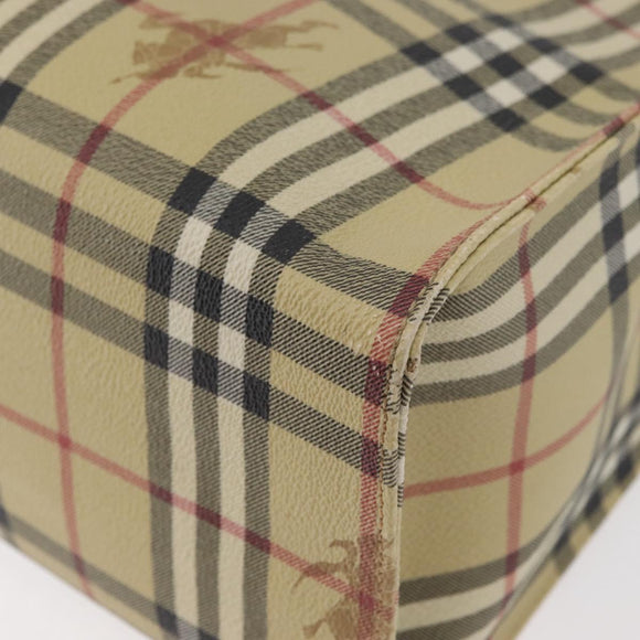 BURBERRY Nova Check Tote Bag PVC Beige Gold Auth 176349A