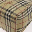 BURBERRY Nova Check Tote Bag PVC Beige Gold Auth 176349A-16