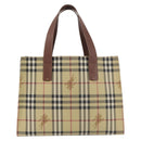 BURBERRY Nova Check Tote Bag PVC Beige Gold Auth 176349A-13
