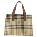 BURBERRY Nova Check Tote Bag PVC Beige Gold Auth 176349A-2