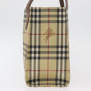 BURBERRY Nova Check Tote Bag PVC Beige Gold Auth 176349A-4