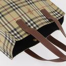 BURBERRY Nova Check Tote Bag PVC Beige Gold Auth 176349A-6
