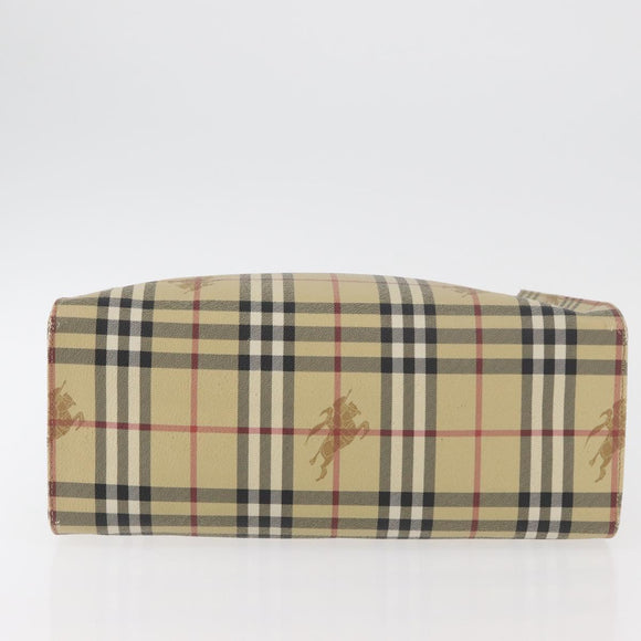 BURBERRY Nova Check Tote Bag PVC Beige Gold Auth 176349A