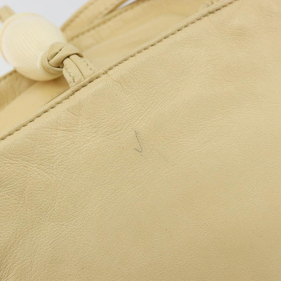 LOEWE Anagram Shoulder Bag Leather Beige Auth 176351