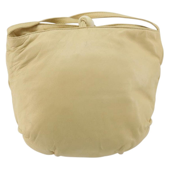 LOEWE Anagram Shoulder Bag Leather Beige Auth 176351