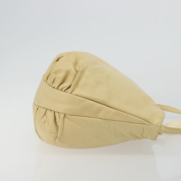 LOEWE Anagram Shoulder Bag Leather Beige Auth 176351