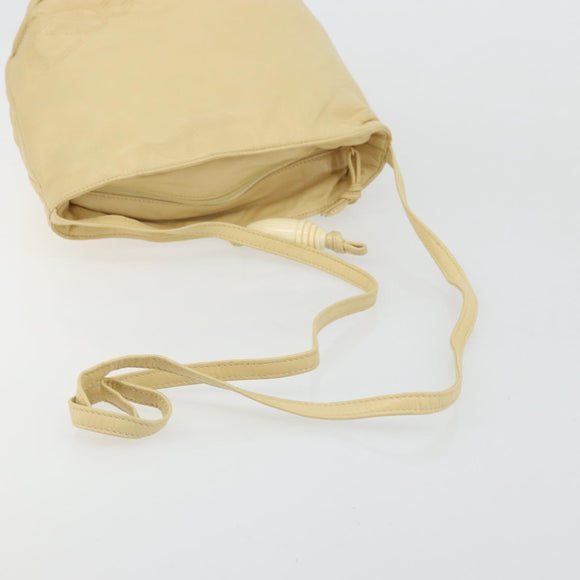 LOEWE Anagram Shoulder Bag Leather Beige Auth 176351